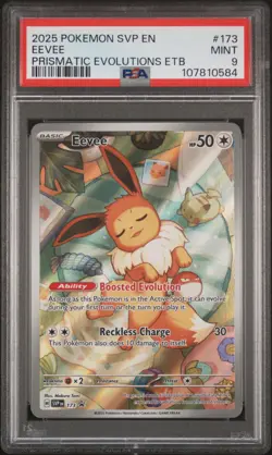2025 POKEMON SVP BLACK STAR PROMO PRISMATIC EVOLUTIONS ETB #173 EEVEE PSA 9 - Image 1
