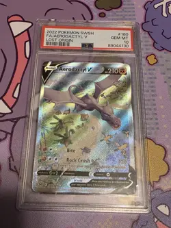 2022 POKEMON SWORD & SHIELD LOST ORIGIN #180 FULL ART/AERODACTYL V PSA 10 - Image 1