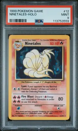 1999 POKEMON BASE SET UNLIMITED #12 NINETALES-HOLO PSA 9 - Image 1