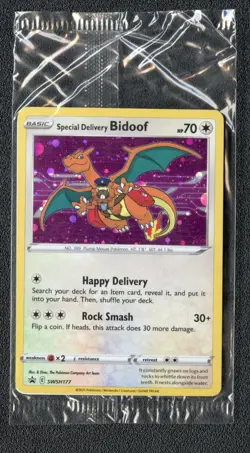 2021 Pokemon SWSH177 Sealed Special Delivery Bidoof Black Star Promo - Image 1