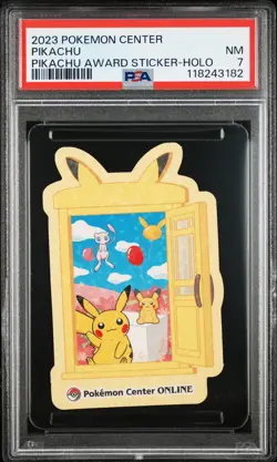 2023 POKEMON CENTER PIKACHU AWARD DELIVERY! STICKER HOLO PIKACHU PSA 7 - Image 1