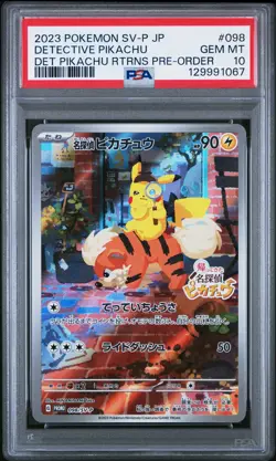 2023 POKEMON JAPANESE SV-P PROMO #098 DETECTIVE PIKACHU PSA 10 - Image 1