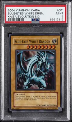 2004 YU-GI-OH! KAIBA EVOLUTION STARTER DECK #001 BLUE-EYES WHITE DRAGON PSA 9 - Image 1