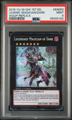 2015 YU-GI-OH! WORLD SUPERSTARS REPLICA/1ST ED LEGENDARY MAGICIAN OF DARK PSA 9 - Image 1