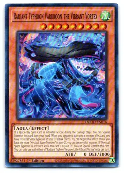 Yugioh Radiant Typhoon Varuroon, the Vibrant Vortex Super Rare Doom of Dimension - Image 1