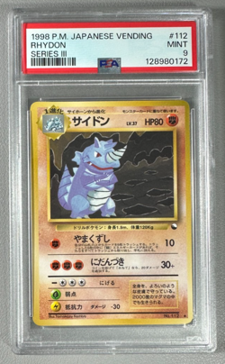 1998 Pokemon Japanese Vending Series III 3 #112 Rhydon PSA 9 Graded Card - Image 1