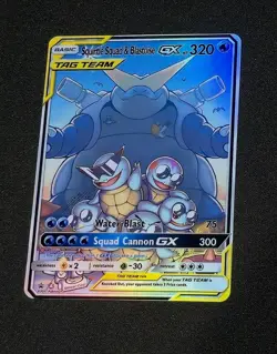 Pokemon Cute Squirtle Squad & Blastoise Team Up Tag Team Custom Holofoil Card - Image 4