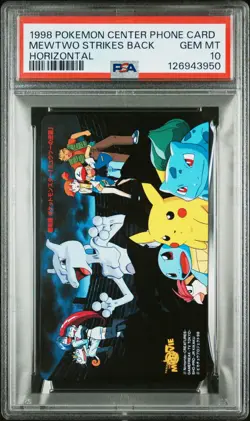 1998 POKEMON CENTER PHONE CARD HOR MEWTWO STRIKES BACK PSA 10 - Image 1