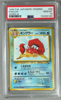 1998 Pokemon Japanese Vending Series III 3 #99 Kingler PSA 10 Graded Card - Image 1