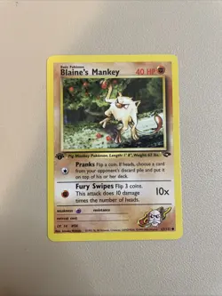 BLAINE'S MANKEY 63/132 - LP - 1ST EDITION GYM CHALLENGE ENGLISH POKEMON CARD - Image 1