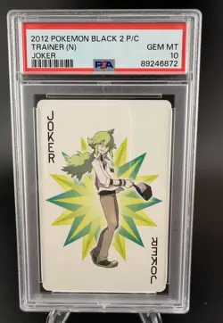 2012 POKEMON WHITE 2 PLAYING CARDS JOKER TRAINER (N) PSA 10 - Image 1