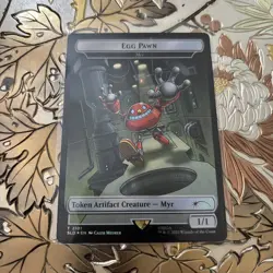 MTG Sonic x Secret Lair Egg Pawn (Myr) Token 2101 Turbo Gear Foil Card AUC - Image 1