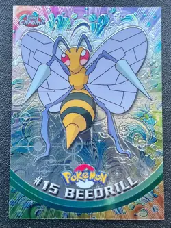 Pokemon #15 Beedrill Card Foil Holo Topps Chrome 2000 TV Animation Series 1 - Image 2