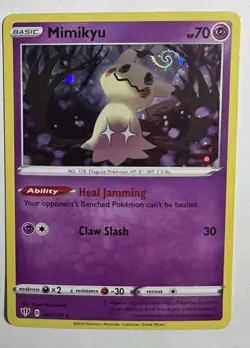 Pokemon Card Mimikyu 081/189 Darkness Ablaze Holo HD Swirl Near Mint - Image 1
