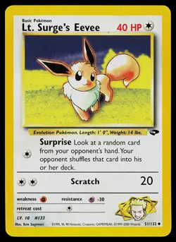 Pokemon Card - Lt. Surge's Eevee Gym Challenge 51/132 Uncommon Non Holo - Image 1