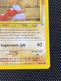 Hitmonchan 69/105 1st Edition Pokemon Card Neo Destiny LP - Image 4