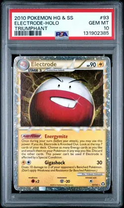 2010 POKEMON HEARTGOLD & SOULSILVER TRIUMPHANT #93 ELECTRODE-HOLO PSA 10 - Image 1