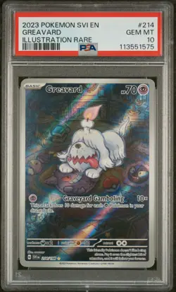 2023 POKEMON SVI EN-SCARLET & VIOLET ILLUSTRATION RARE #214 GREAVARD PSA 10 - Image 1