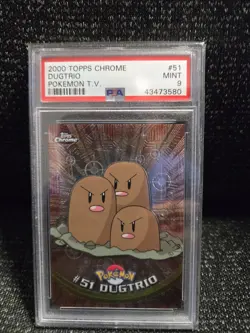 PSA 9 2000 Pokemon Game Topps Chrome Dugtrio TV Rare Base Set Series 1 MINT GEM - Image 1