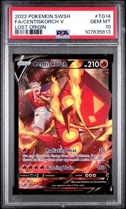 2022 POKEMON SWORD & SHIELD LOST ORIGIN #TG14 FULL ART/CENTISKORCH V PSA 10 - Image 1