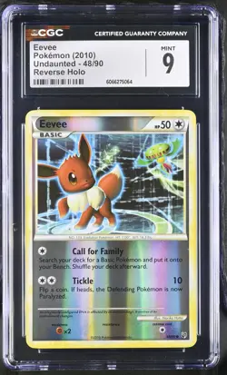 CGC 9 MINT Eevee 2010 Undaunted 48/90 Reverse Holo Pokemon Card - Image 1