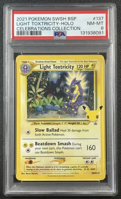 LIGHT TOXTRICITY HOLO PSA 8 20213 POKEMON SWSH BLACK STAR #SWSH137 CELEBRATIONS - Image 1