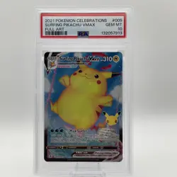 2021 POKEMON CELEBRATIONS #009 FULL ART/SURFING PIKACHU VMAX PSA 10 - Image 2