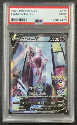 MEWTWO V PSA 9 2022 POKEMON SWORD & SHIELD GO #072/078 MINT 7470 - Image 1