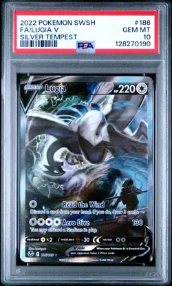 2022 POKEMON SWORD & SHIELD SILVER TEMPEST #186 FULL ART/LUGIA V PSA 10 - Image 1