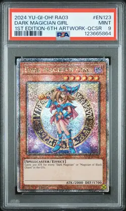 YUGIOH PSA 9 2024 Dark Magician Girl RA03-EN123 QCR "6th Art" 1st Edition - Image 1