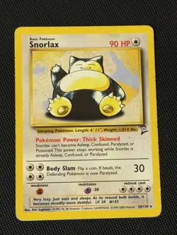 Snorlax 30/130 Base Set 2 Rare Non-Holo Vintage Pokemon TCG Card MP - Image 1