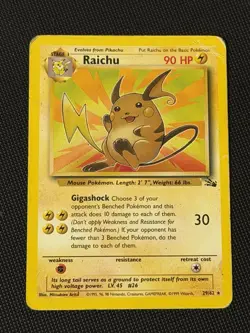 Raichu 29/62 Fossil Unlimited Non Holo Rare Vintage Pokemon TCG Card - Image 1