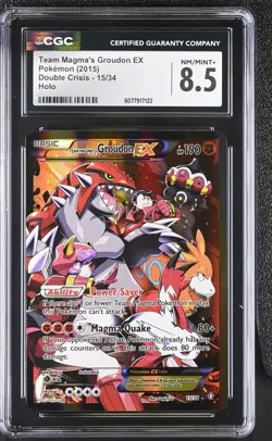 CGC 8.5 Team Magma's Groudon EX 2015 Double Crisis 15/34 Holo Pokemon Card - Image 1
