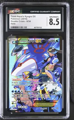 CGC 8.5 Team Aqua's Kyogre EX 2015 Double Crisis 6/34 Holo Pokemon Card - Image 1