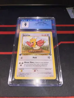 CGC 9 1999 Pokemon Jungle 1st Edition Spearow Card 62/64 MINT PSA 3019 - Image 1