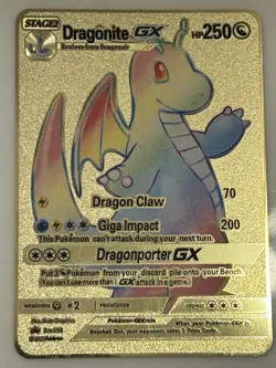 Pokemon Dragonite GX SM156 Gold Metallic Promo Card - Image 1