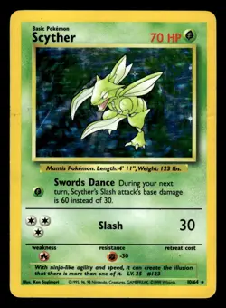 Scyther 10/64 No Symbol Error Holo Rare Jungle Set Pokemon Card - Image 1