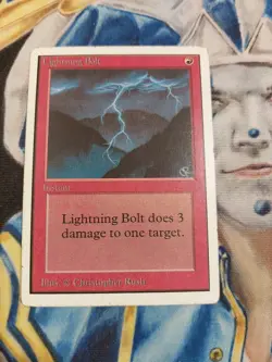 Lightning Bolt MTG Unlimited Common Red Instant Moderately Played x1 GG8 - Image 1