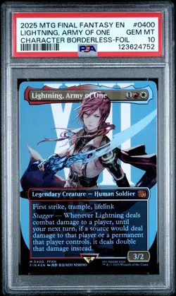 4752 Lightning Army of One 2025 MTG Final Fantasy #0400 Borderless Foil PSA 10 - Image 1