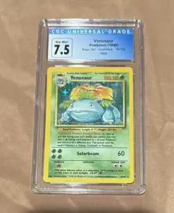 1999 Pokemon Base Set SHADOWLESS Holo Venusaur #15/102 NM/Mint+ 7.5 CGC - Image 1
