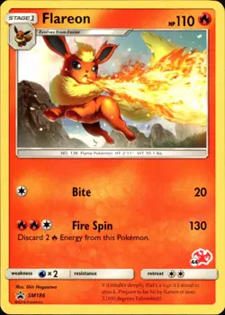 Pokemon Charizard Stamped Flareon Battle Academy Promo SM186 NM #44 - Image 1