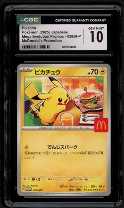 CGC 10 Pokemon Pikachu 020/M-P McDonald's Promo Japanese 2025 US SELLER - Image 1