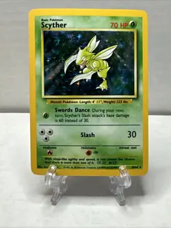 Scyther 10/64 Rare Holo Misprint Error No Jungle Set Symbol Vintage Pokemon NM - Image 1