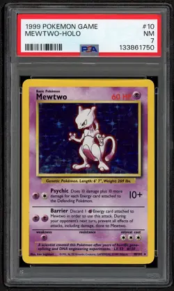 Pokemon Mewtwo Base Set Unlimited Holo Rare #10 PSA 7 NM Near mint - Image 1