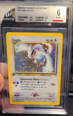 2000 Pokemon Neo Genesis 1st Edition LUGIA Holo Rare English 9/111 Beckitt 6 - Image 1