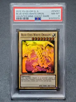 2012 Yugioh GLD5-EN001 Blue-Eyes White Dragon Ghost Gold Rare Limited PSA 8 - Image 1