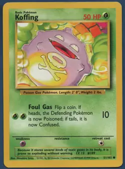 Pokemon Card - Koffing - 51/102 Base Set Unlimited - Read Below - Image 1