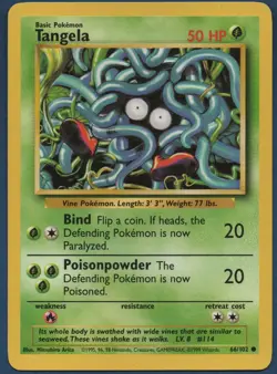 Pokemon Card - Tangela - 66/102 Base Set Unlimited - Read Below - Image 1