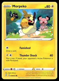 Morpeko 36/72 Pokemon Card Shining Fates Common 80 HP Lightly Played AK - Image 1