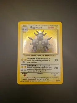 Pokemon TCG Magneton Base Set Holo Rare Card 9/102 WOTC MP - Image 1